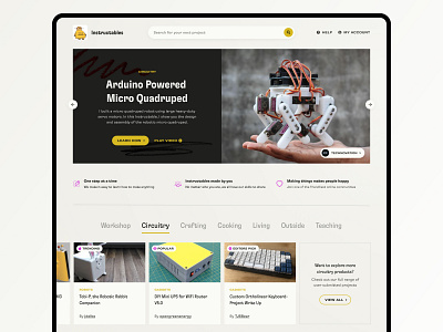 Instructables redesign 2022 blog concept cool diy homepage instructables neomorphism projects redesign trend website