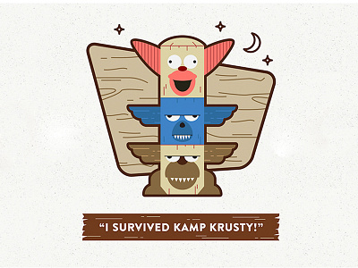 I survived Kamp Krusty camp camping illustration krusty simpsons totem wood