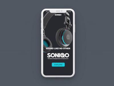 Soniqo headphones concept brand mobile site apparel branding design ecommerce graphic design headphones personal project ui ux design web deisgn website concept