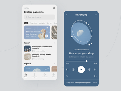 Psychology podcast app app mobile podcast podccast app psychology techwings ui ux