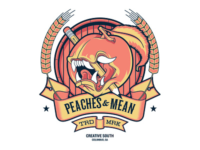Peaches & Mean creative south illustration poster screen print