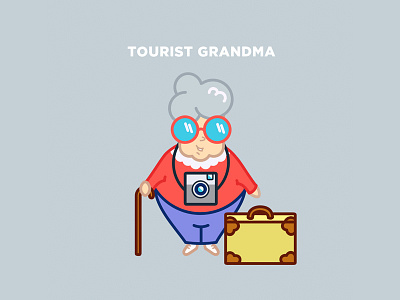 Granny character glasses grandma humah old tourism