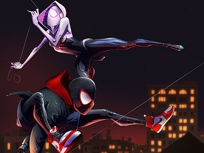 Miles and Gwen gwen stacy marvel marvelcomics miles morales spider gwen spider man spider man spiderverse super heroes