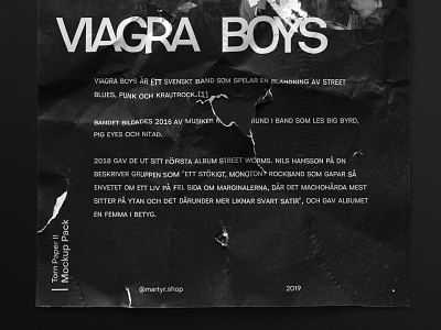 Viagra Boys @ martyr— a4 a4 size branding broken brutalism brutalist conceptual dark design download experimental freebies mock up mockup music paper poster psd torn wrinkles