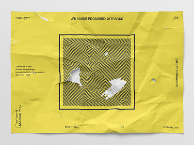 We Were Promised Jetpacks @ martyr— a4 a4 size branding broken conceptual design download experimental freebies mock up mockup music paper poster psd torn white whitespace wrinkles yellow