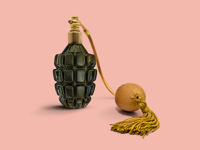 Grenade + Perfume collage grenade love minimal mixed media perfume photomontage war
