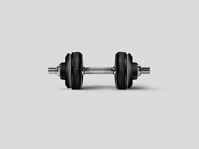 Dumbbell + Headphones collage dumbbell gym headphones minimal mixed media music photomontage weight