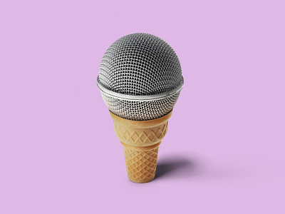 Cone + Microphone collage cone ice cream microphone minimal mixed media photomontage voice