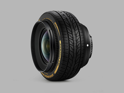 Lens + Tire camera collage lens minimal mixed media photomontage tire