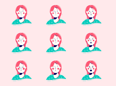 Face_emotions art design face flat girl illustration illustrator logo vector web