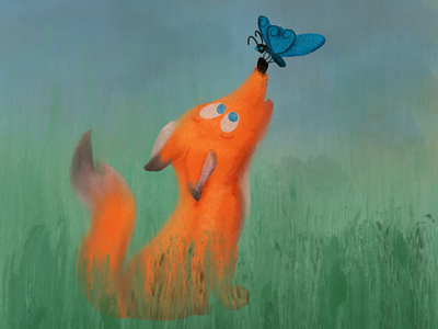 Fox and butterfly art butterfly fox illustration kidsillustration picture procreate