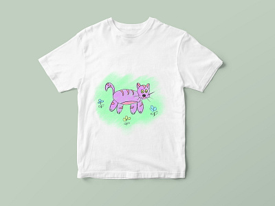 Cat art branding cat child children childrens illustration design flat illustration illustrator kids art kids illustration tshirt tshirt art vector