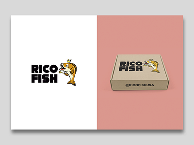 Rico Fish animal art box branding crown design drawing fish fish logo food identity illustration illustrator logo logo design mark seafood typography ui ux