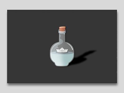 Paper Boat in a Bottle art boat bottle branding design drawing icon illustration illustrator mark sketch vector water