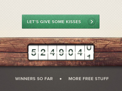 Let's give some kisses button counter green jeans pattern psd wood