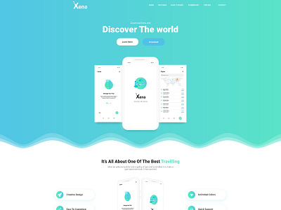 Xena html app landing page template design ui ux web