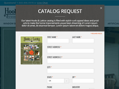 Catalog Request design ecommerce form garden home modal ui web