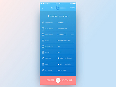 User Account dashboard mobile app power management ui ux web app