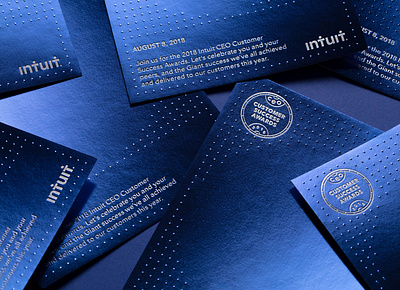 Intuit Customer Success Award - Invitation award blue blueprint branding embossing intuit paper printing technique san francisco stationary
