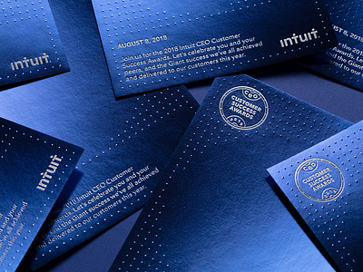 Intuit Customer Success Award - Invitation award blue blueprint branding embossing intuit paper printing technique san francisco stationary