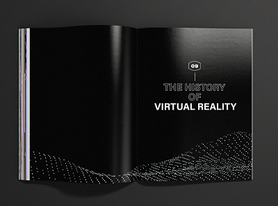 Strivr, Rise Mag article introduction data wave double page spread editorial design illustration magazine san francisco vr