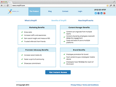 Benefits of Xmplifi.com Screen branding product design product marketing social apps website