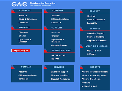 Global Aviation Website Design Navigation Design