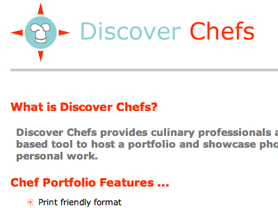 Discover Chefs aqua chefs logo orange portfolio web app