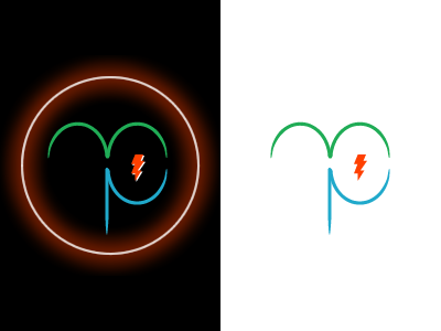 Marketingpower Logo Dribbble Shot blue glow logos orange