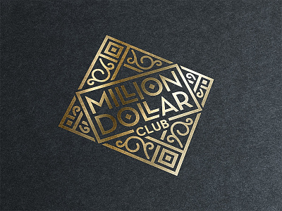 Million Dollar Club Logo Concept art deco foil gilded age gold logo monoline typography