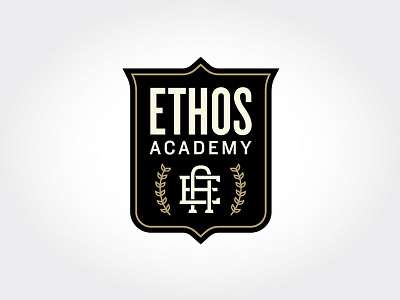 Ethos Academy Concept #2 a academy branding e ethos heraldry identity laurel wreath logo monogram shield typography