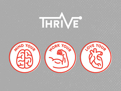 Thrive Icon Set brain fitness health heart icons illustration monoline muscle tagline thrive vector wellness