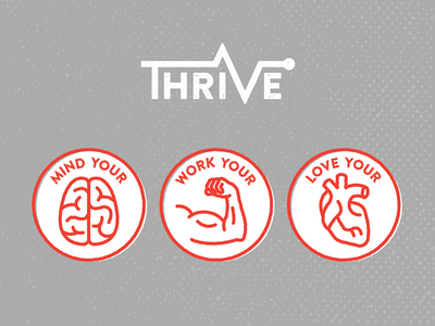 Thrive Icon Set brain fitness health heart icons illustration monoline muscle tagline thrive vector wellness