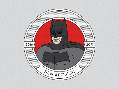 Batmen Through the Ages: Ben Affleck badge bat stubble batfleck batman batman v superman ben affleck caped crusader dark knight halftone illustration justice league monoline