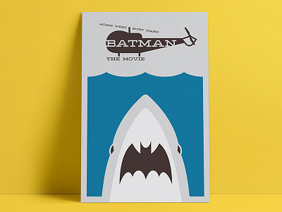 Batman: The Movie Poster 1960s adam west batman the movie burt ward caped crusader dark knight dynamic duo jaws minimalist movie poster shark repellant