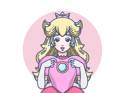 Princess Peach design flat game art icon illustration logo mario n64 princess peach