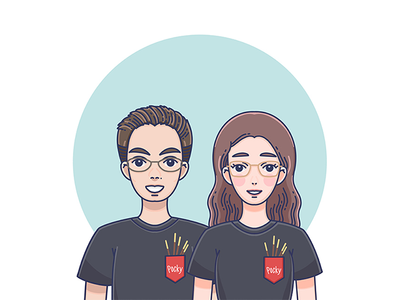 Bruce and Janice design flat icon illustration