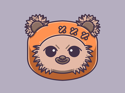 Ewok design ewok flat icon illustration logo starwars