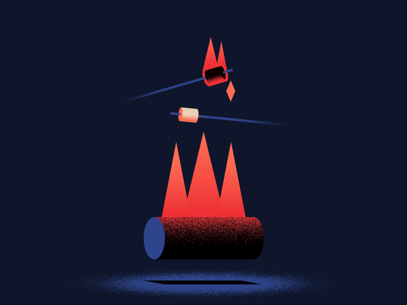 Campfire animation design fire flat geometric illustration vector