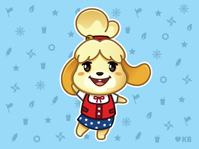 July 4th Isabelle animal crossing illustration isabelle july 4th vector