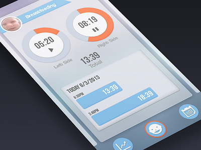Baby Watch App Screen - Breastfeeding app design flat mobile ui user interface ux