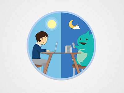 Hard Working Day and Night icon illustration interface ui ux vector web design