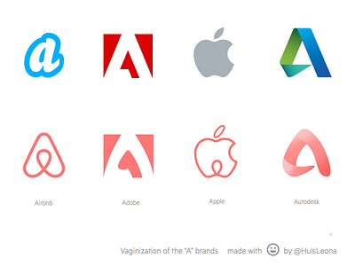 "A" brand logos redesigned with Airbnb style adobe airbnb apple branding design illustration logo spoof vector