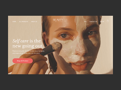 Home page for beauty brend web store BeautyLux branding graphic design ui