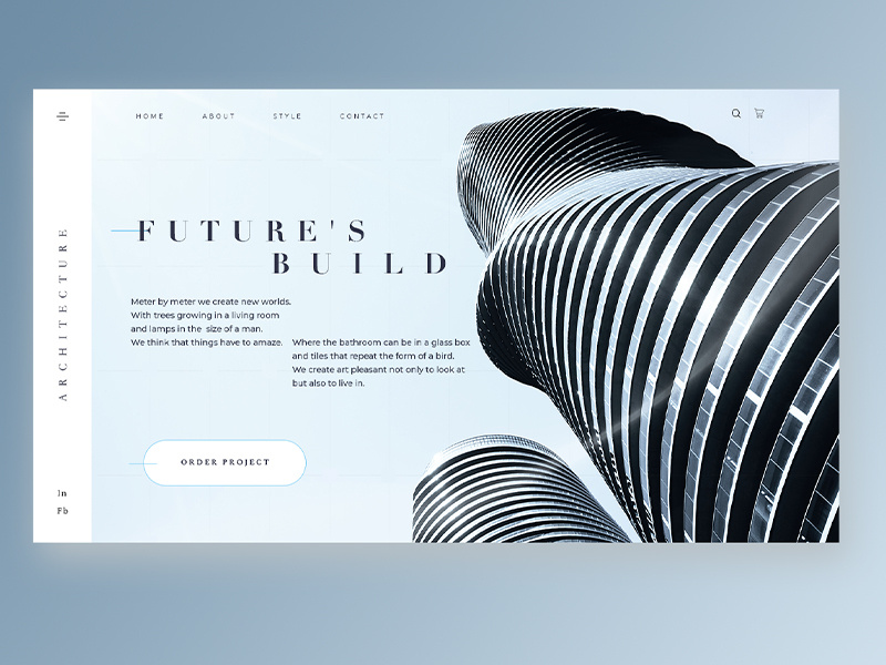 Building Company ux ui web design blue business digital architect build minimalism flat house clean webdesign homepage
