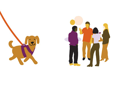 Spot illustrations dog fun get out happy hour illustrations meet mingle network party pet social spots vector walk the dog well being