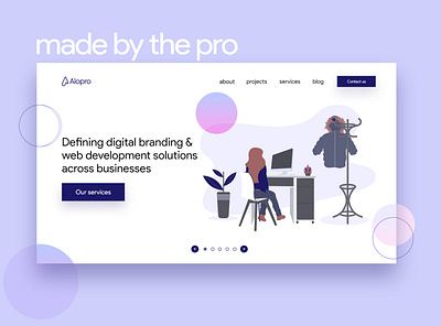 Alopro - Front page UI design for web branding frontpage ui ui design ui designer ui ux uidesign ux web page web ui webdesign website xd design