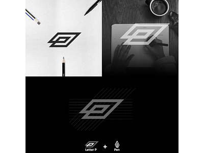 Letter P + Pen Icon logo monogram logodesign