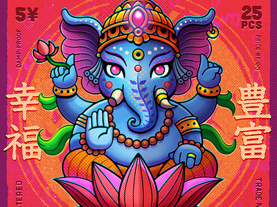 Ganesh Matchbox (details) asia elephant ganesha god halftone hindu india japan japanese matchbox print safety matches texture vector