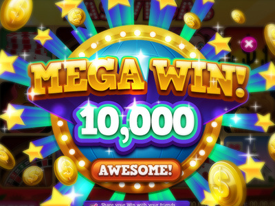 Mega Win! coins congratulations facebook game jetpot slots stars ui win win screen